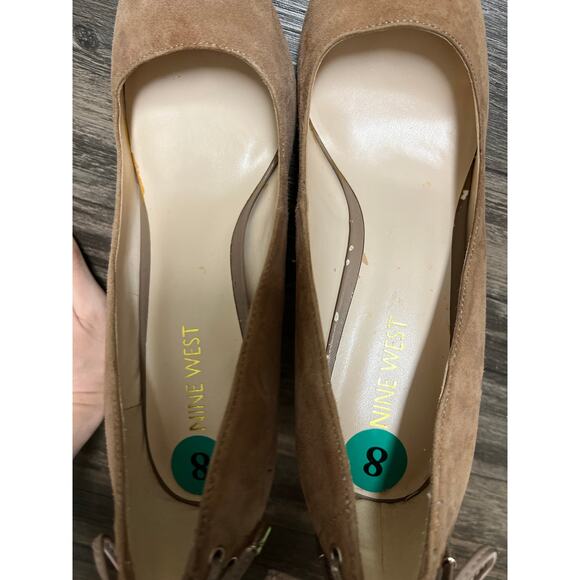 Nine West Zulma Taupe Suede 4” Heels Women’s Size 8M Lace-Up Back Stiletto Pumps - Picture 5 of 7